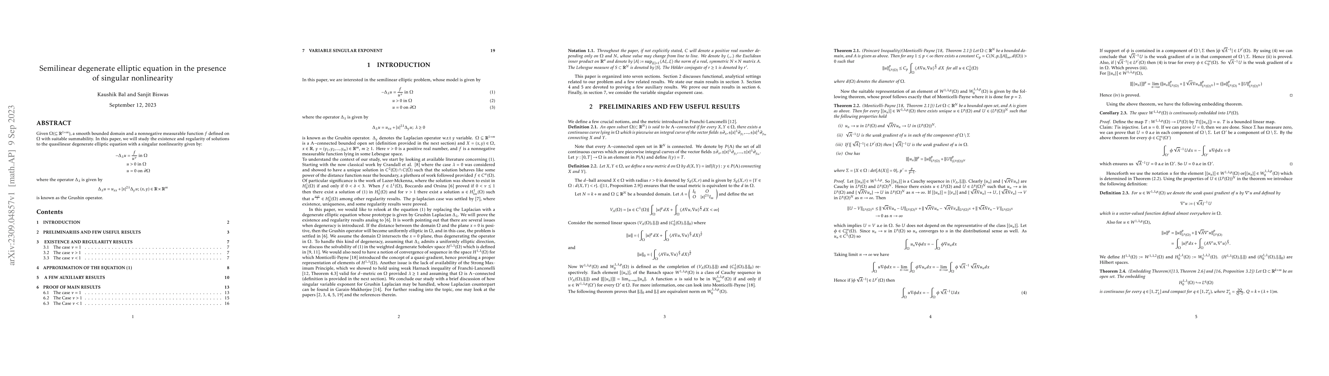 Thumbnail for Semilinear degenerate elliptic equation in the presence of singular
  nonlinearity