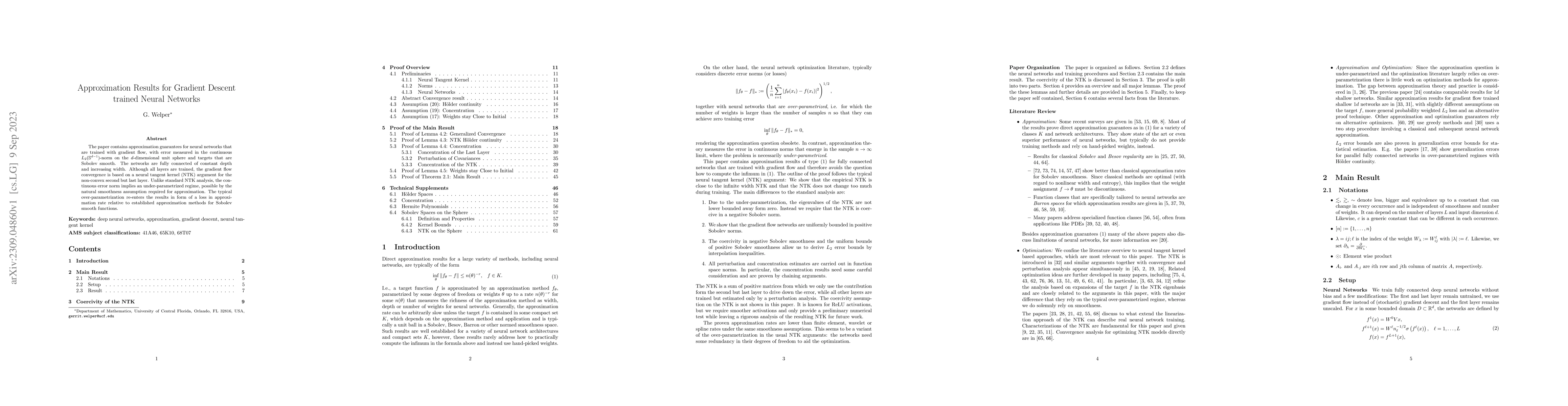 Thumbnail for Approximation Results for Gradient Descent trained Neural Networks