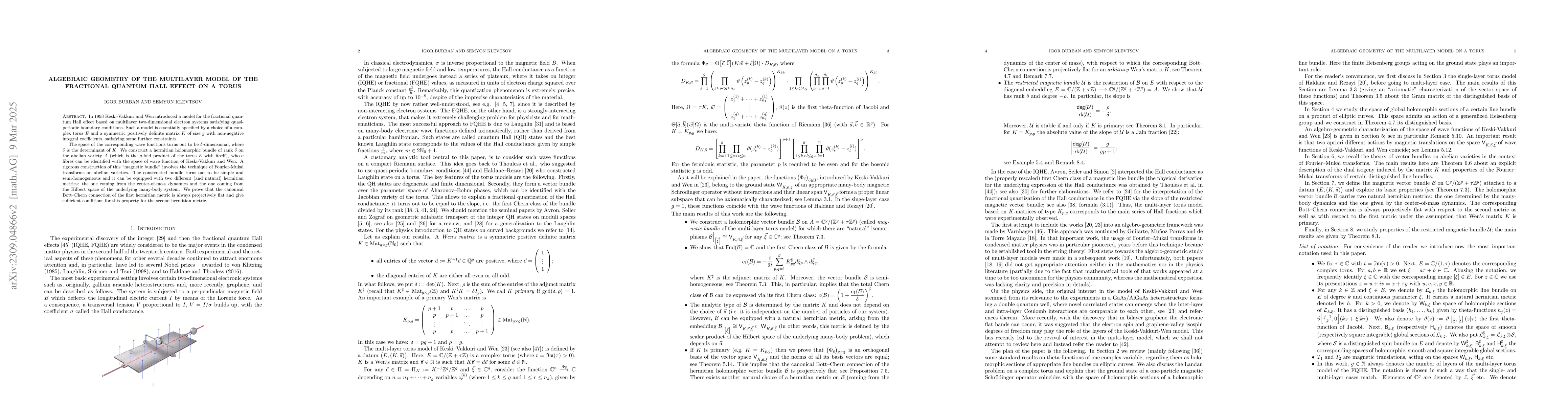 Thumbnail for Algebraic geometry of the multilayer model of the fractional quantum
  Hall effect on a torus