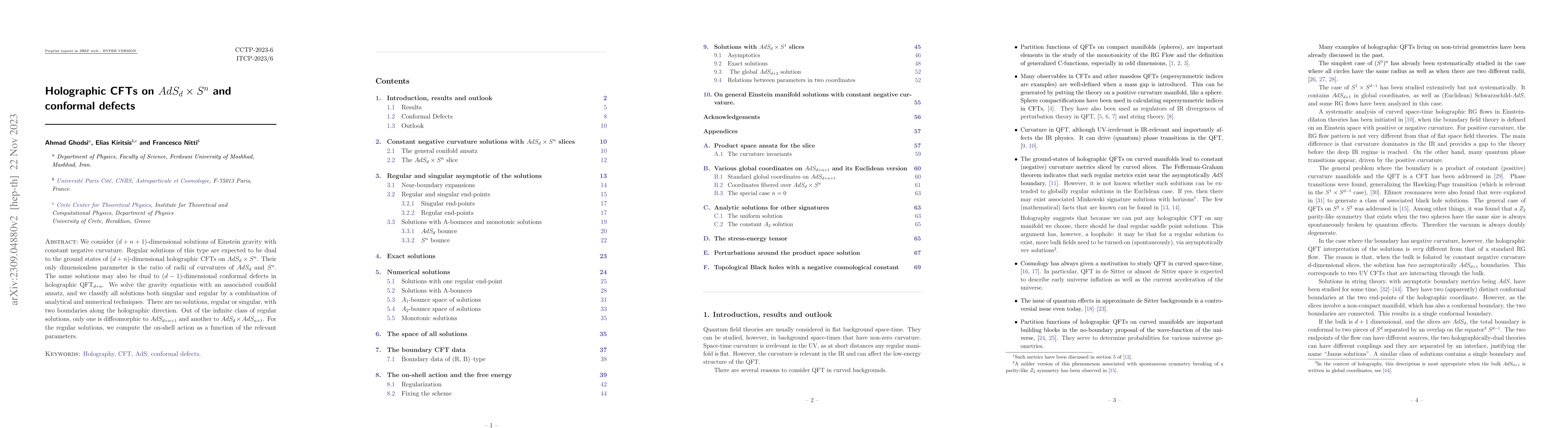 Thumbnail for Holographic CFTs on $AdS_d\times S^n$ and conformal defects
