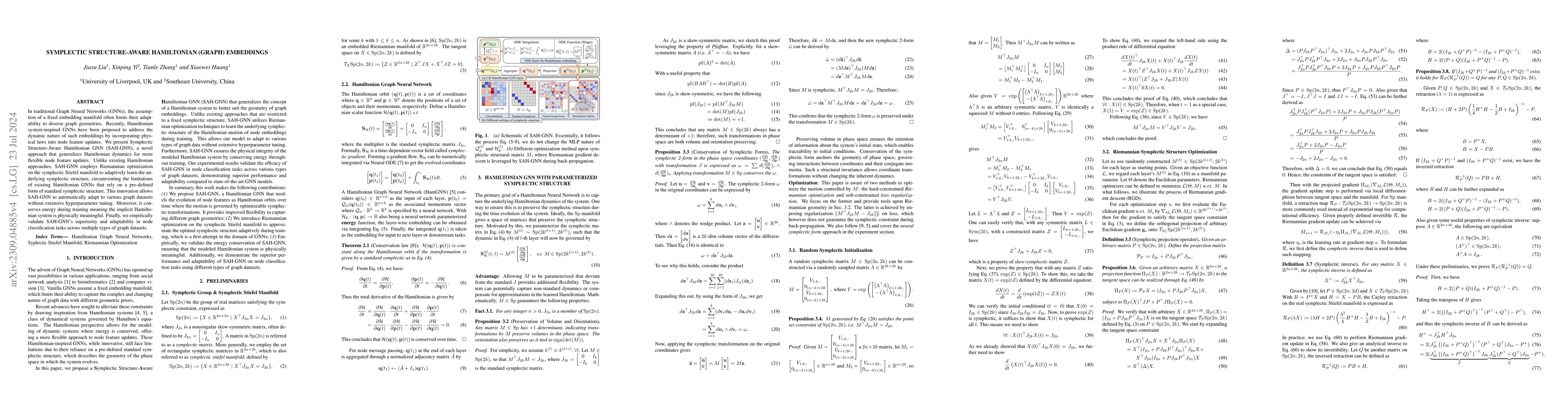 Thumbnail for Symplectic Structure-Aware Hamiltonian (Graph) Embeddings