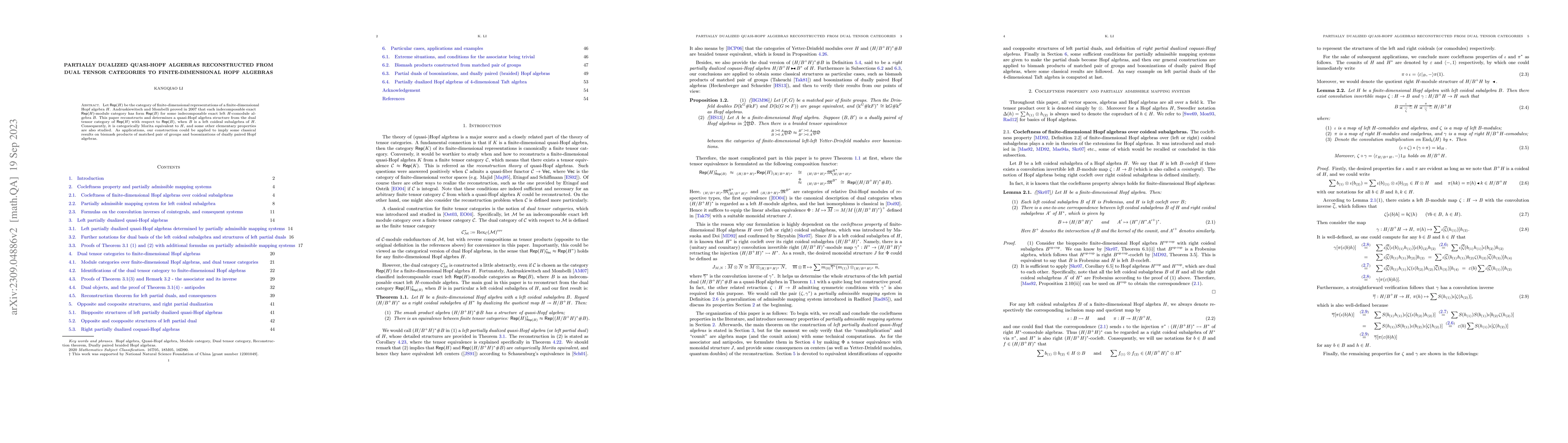 Thumbnail for Partially Dualized Quasi-Hopf Algebras Reconstructed from Dual Tensor
  Categories to Finite-Dimensional Hopf Algebras