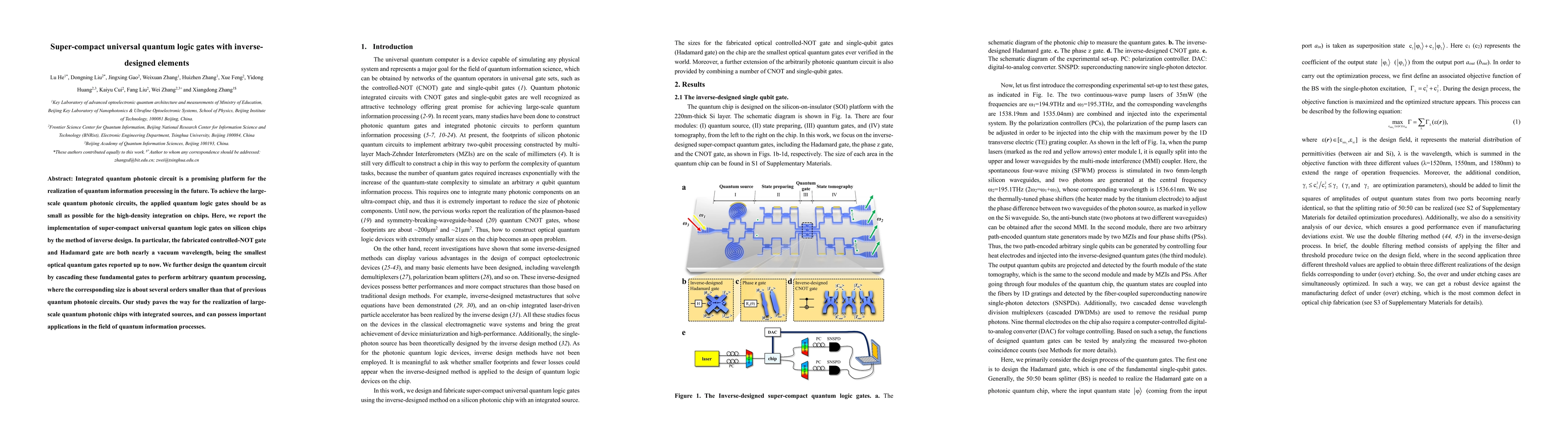 Thumbnail for Super-compact universal quantum logic gates with inversedesigned
  elements