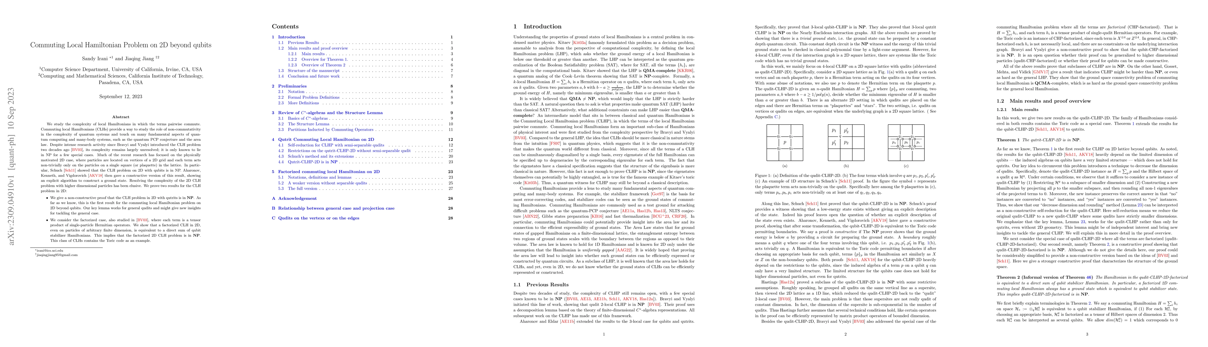 Thumbnail for Commuting Local Hamiltonian Problem on 2D beyond qubits