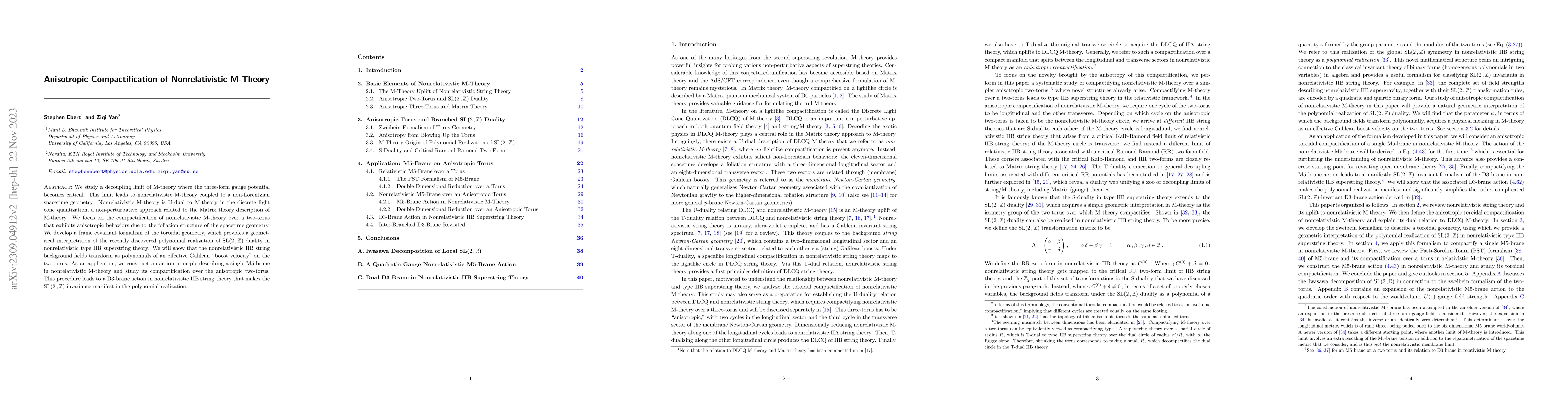 Thumbnail for Anisotropic Compactification of Nonrelativistic M-Theory