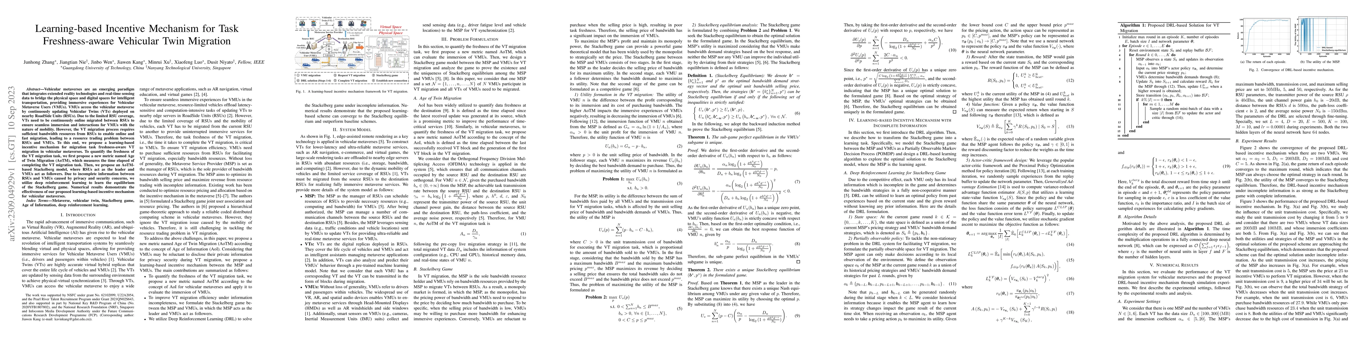 Thumbnail for Learning-based Incentive Mechanism for Task Freshness-aware Vehicular
  Twin Migration
