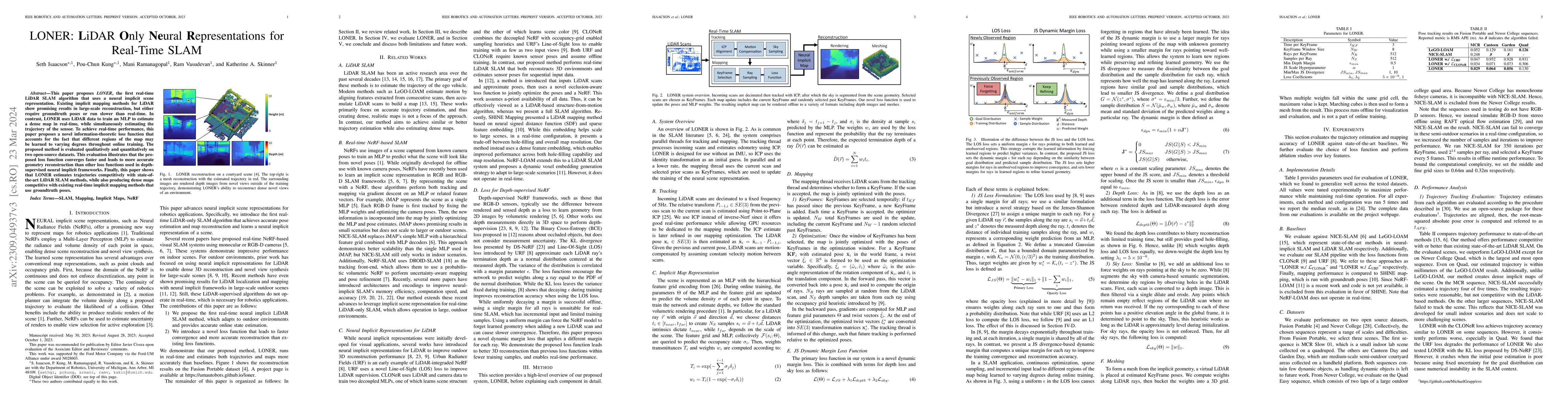 Thumbnail for LONER: LiDAR Only Neural Representations for Real-Time SLAM