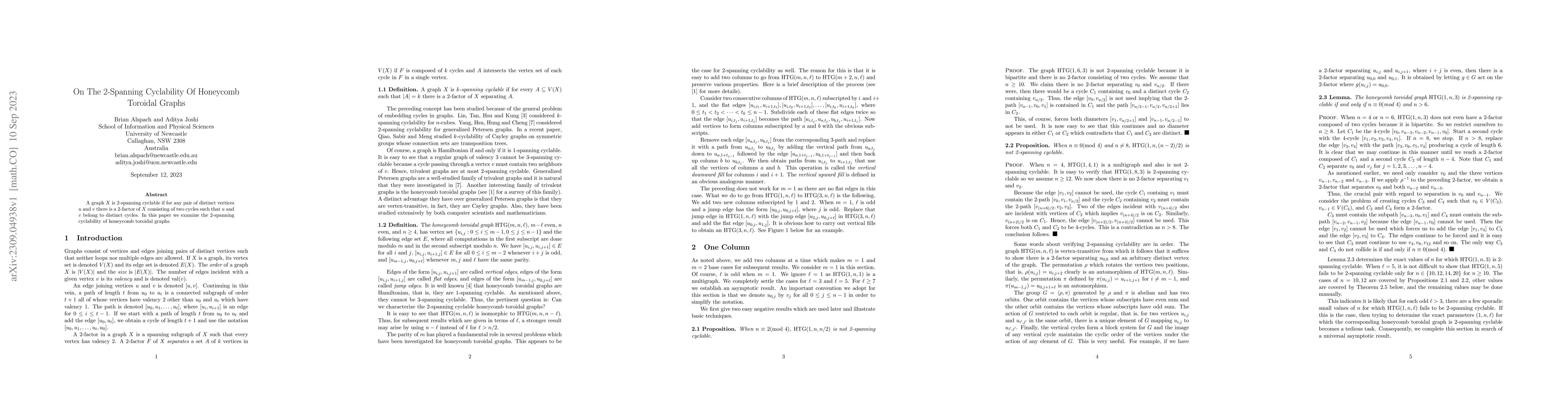 Thumbnail for On The 2-Spanning Cyclability Of Honeycomb Toroidal Graphs