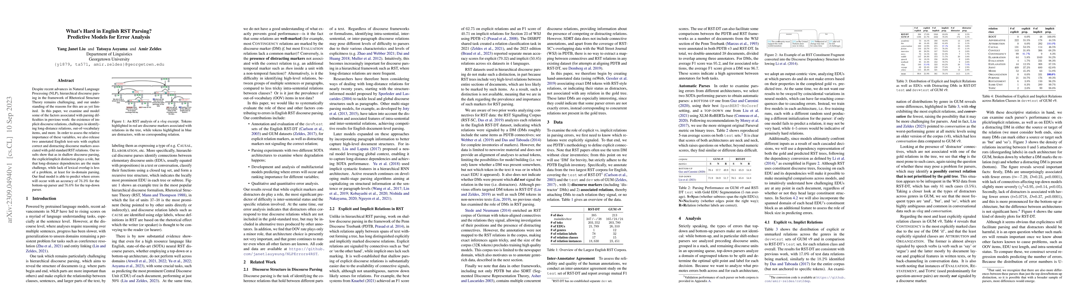 Thumbnail for What's Hard in English RST Parsing? Predictive Models for Error Analysis