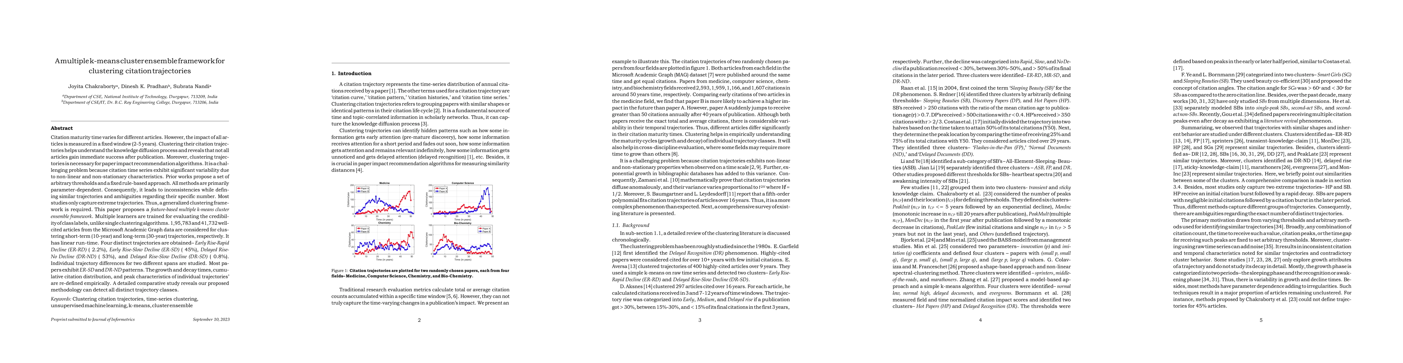 Thumbnail for A multiple k-means cluster ensemble framework for clustering citation
  trajectories
