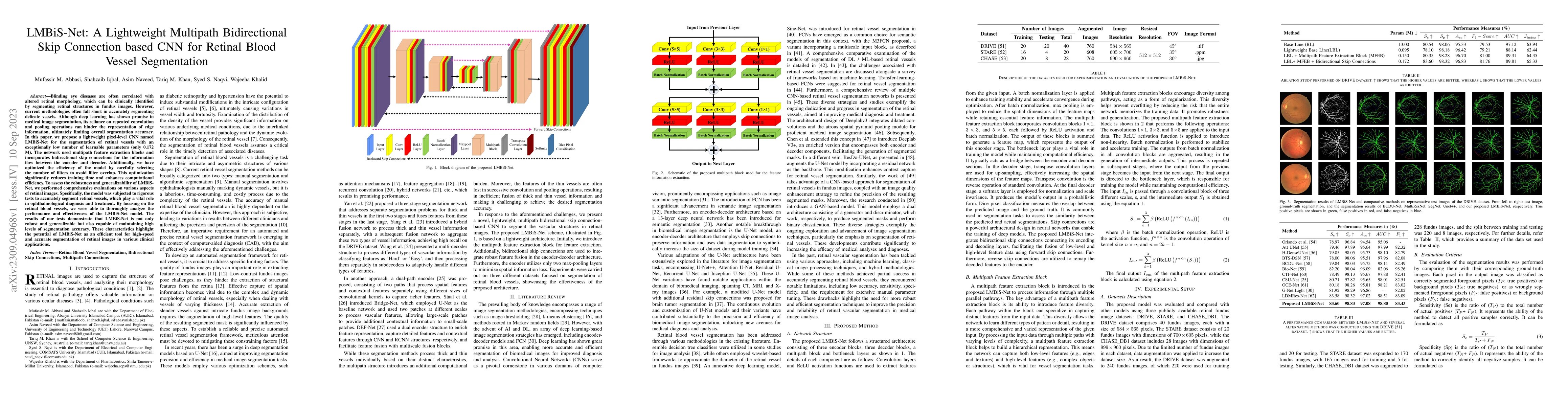 Thumbnail for LMBiS-Net: A Lightweight Multipath Bidirectional Skip Connection based
  CNN for Retinal Blood Vessel Segmentation