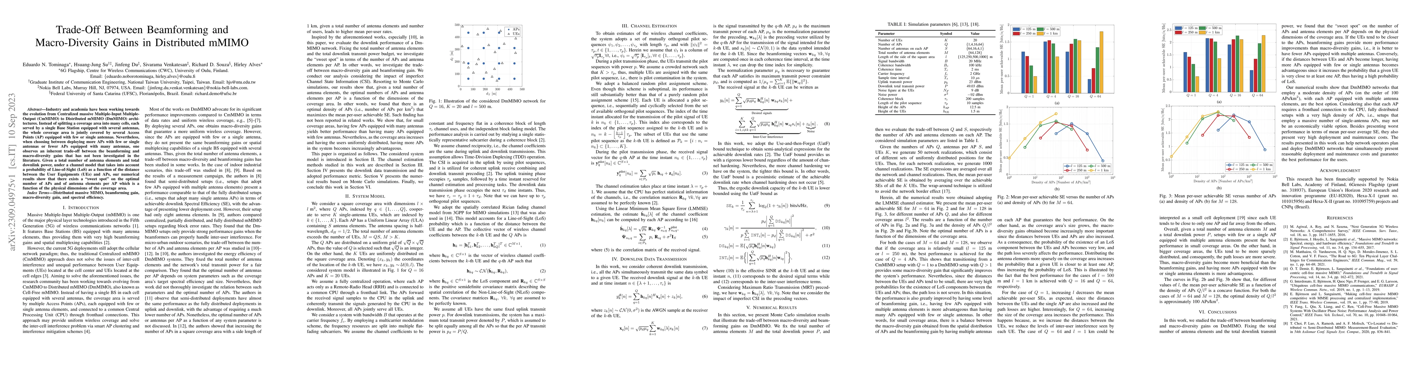 Thumbnail for Trade-Off Between Beamforming and Macro-Diversity Gains in Distributed
  mMIMO