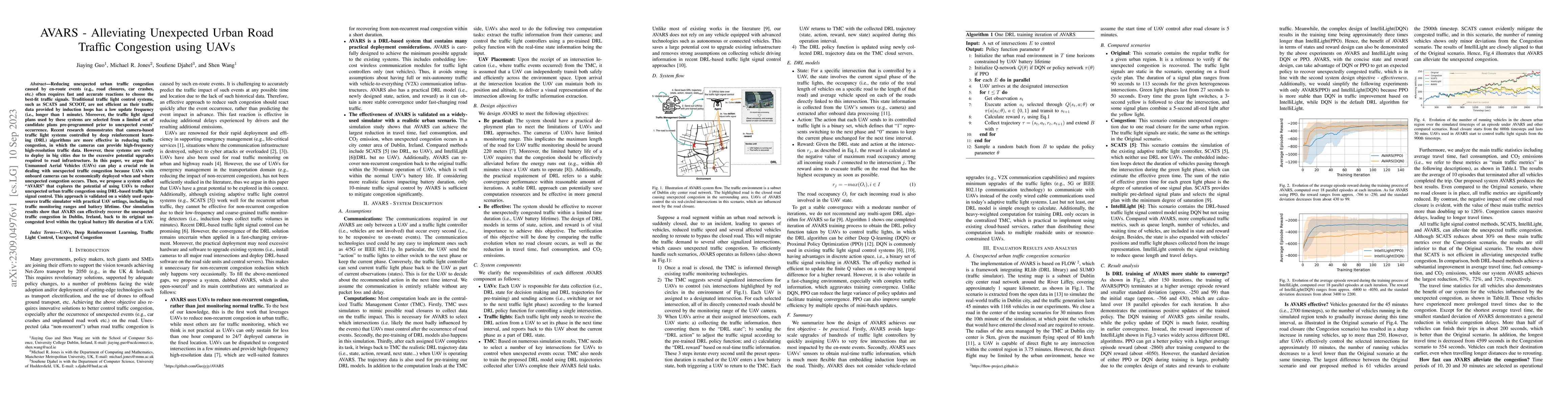 Thumbnail for AVARS -- Alleviating Unexpected Urban Road Traffic Congestion using UAVs