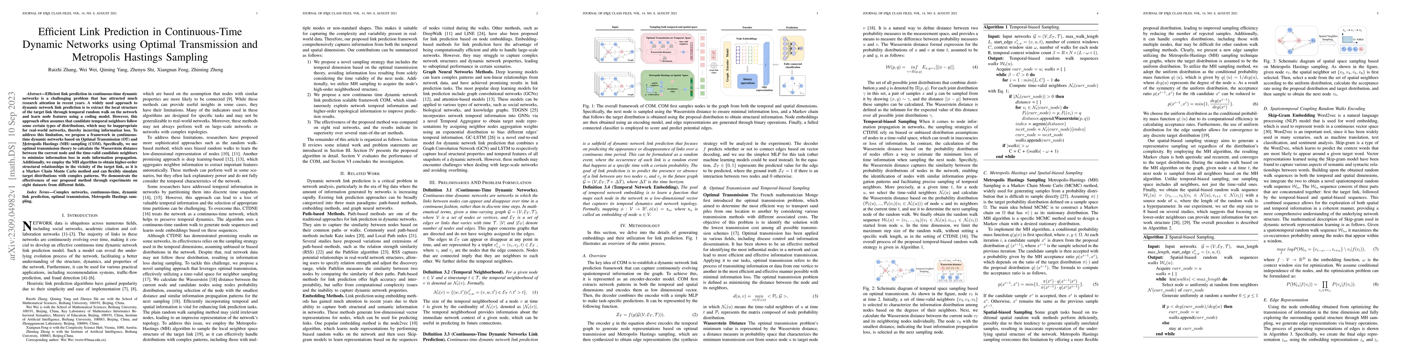 Thumbnail for Efficient Link Prediction in Continuous-Time Dynamic Networks using
  Optimal Transmission and Metropolis Hastings Sampling