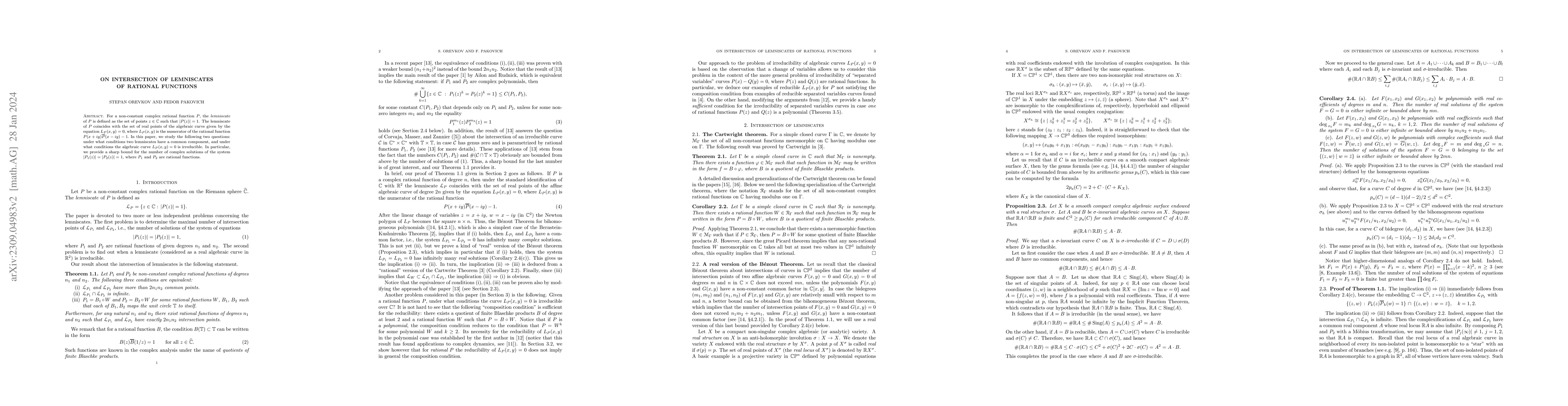 Thumbnail for On intersection of lemniscates of rational functions