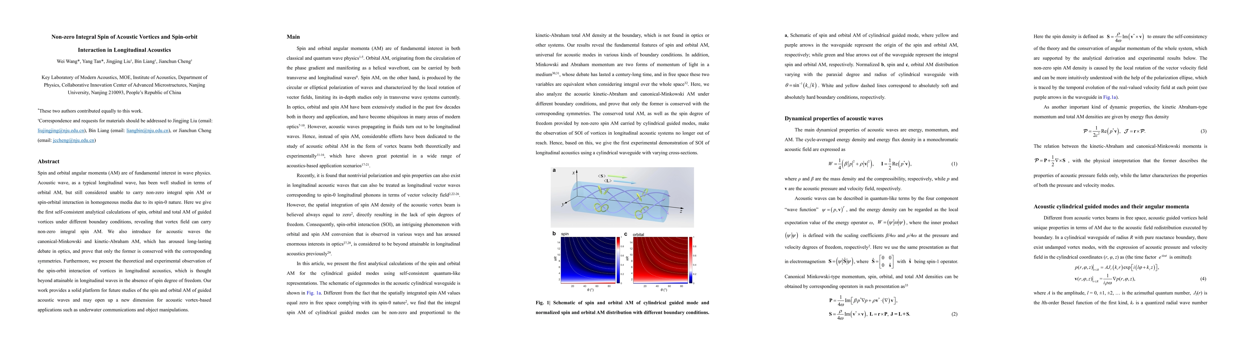 Thumbnail for Non-zero Integral Spin of Acoustic Vortices and Spin-orbit Interaction
  in Longitudinal Acoustics