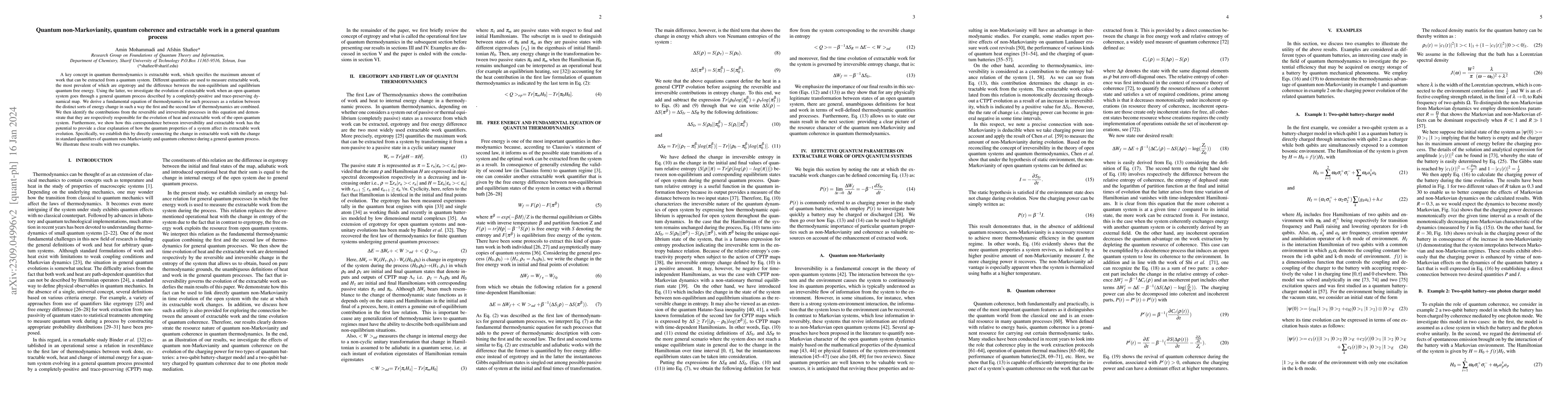Thumbnail for Quantum non-Markovianity, quantum coherence and extractable work in a
  general quantum process