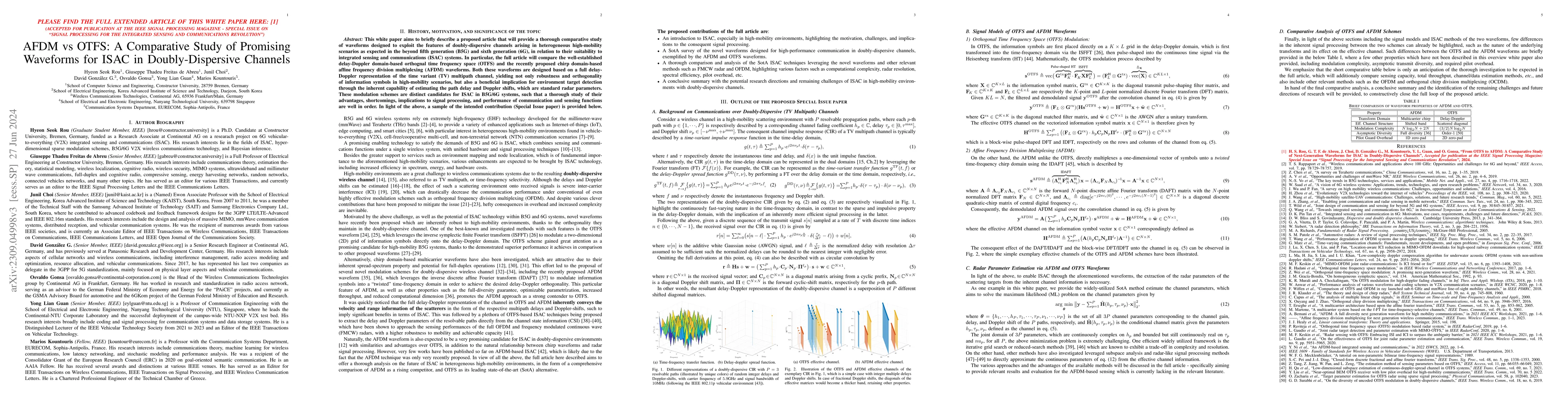 Thumbnail for AFDM vs OTFS: A Comparative Study of Promising Waveforms for ISAC in
  Doubly-Dispersive Channels