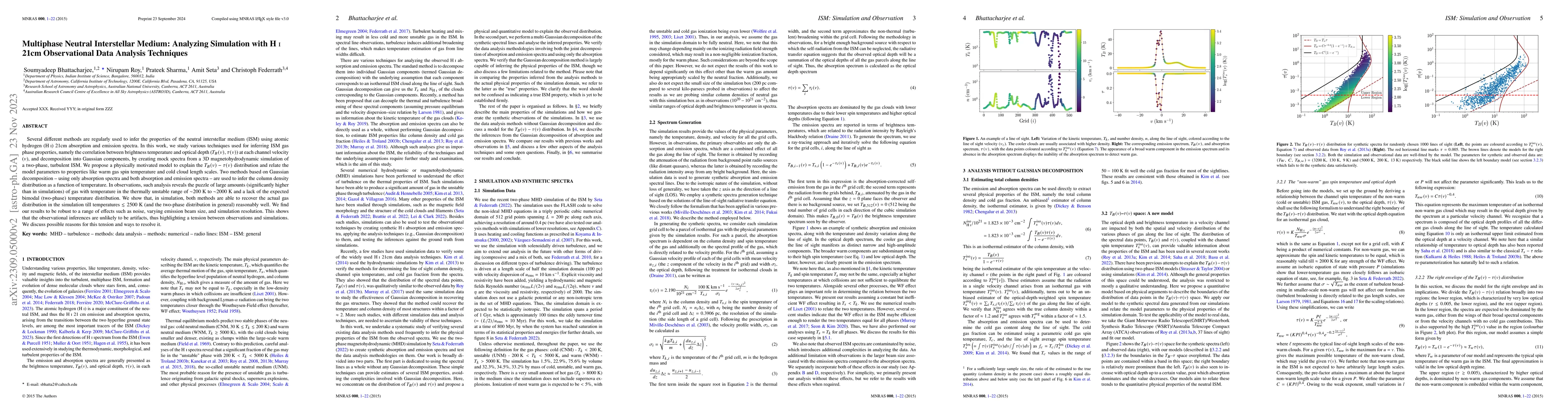 Thumbnail for Multiphase Neutral Interstellar Medium: Analyzing Simulation with H I
  21cm Observational Data Analysis Techniques