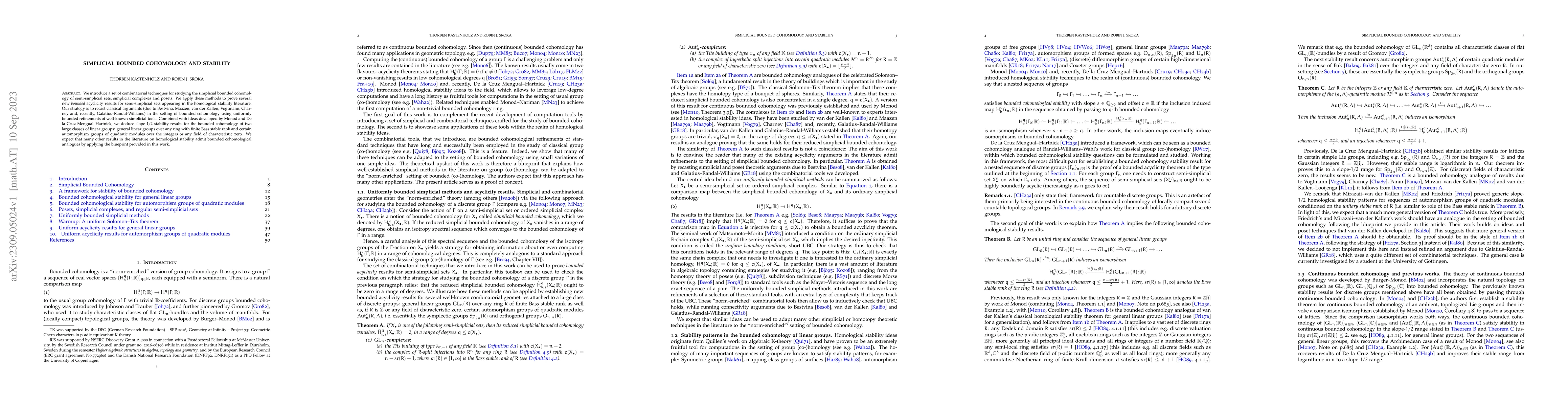 Thumbnail for Simplicial bounded cohomology and stability