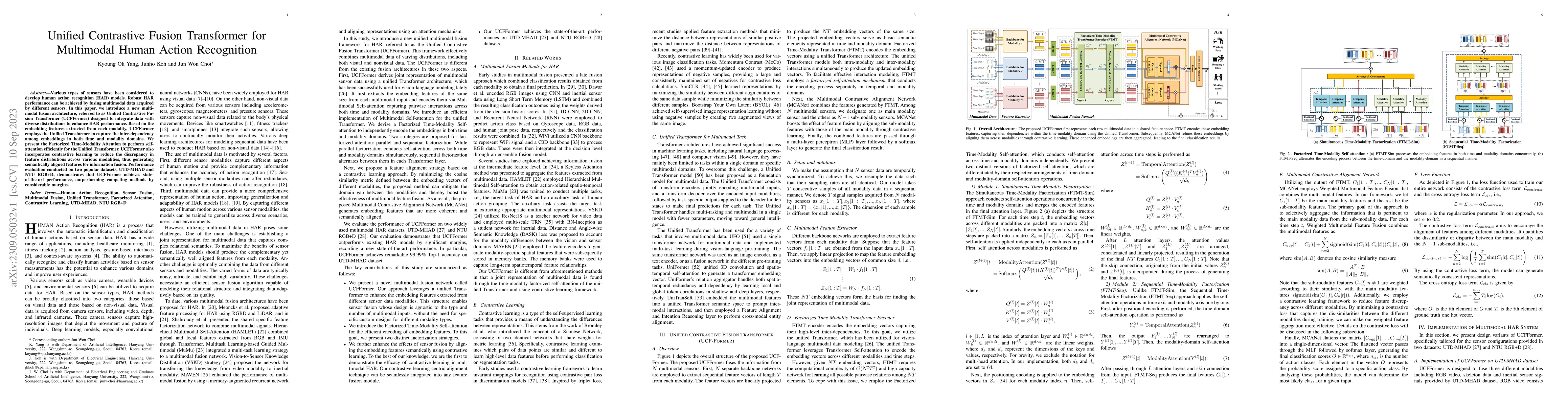 Thumbnail for Unified Contrastive Fusion Transformer for Multimodal Human Action
  Recognition
