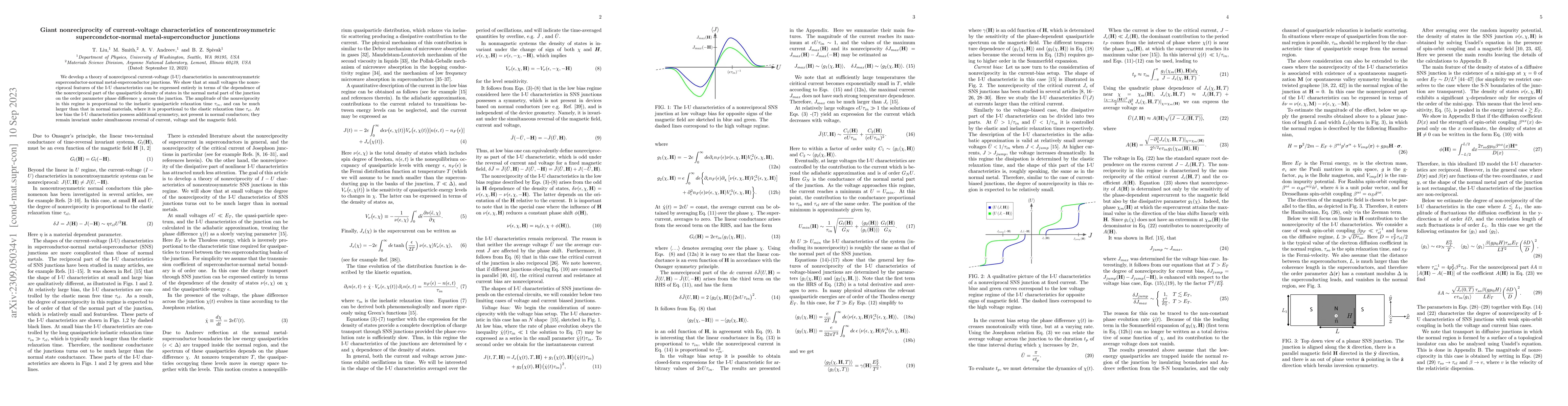 Thumbnail for Giant nonreciprocity of current-voltage characteristics of
  noncentrosymmetric supercondctor-normal metal-superconductor junctions
