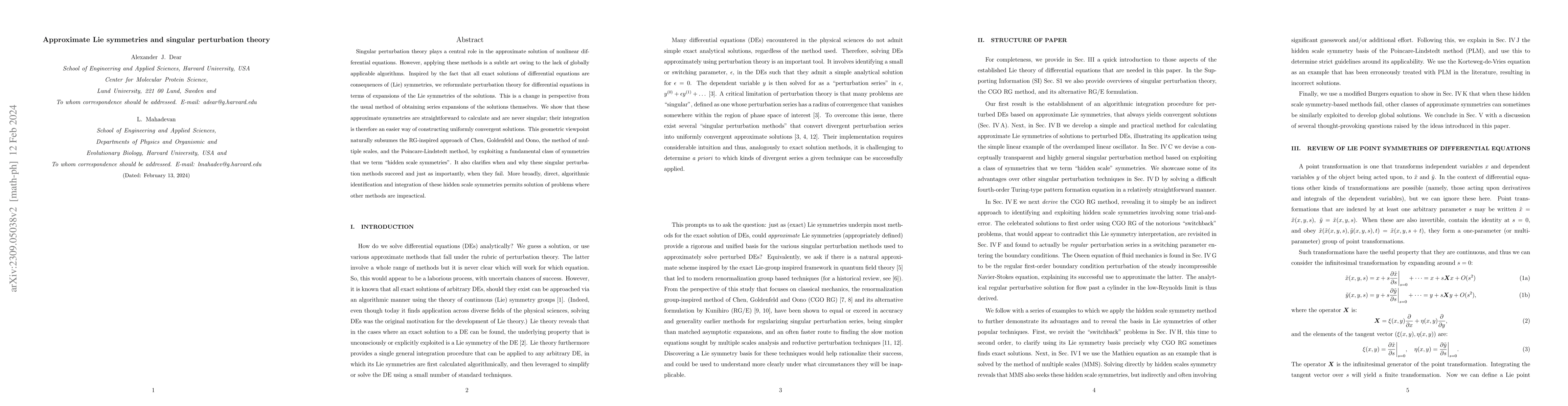 Thumbnail for Approximate Lie symmetries and singular perturbation theory