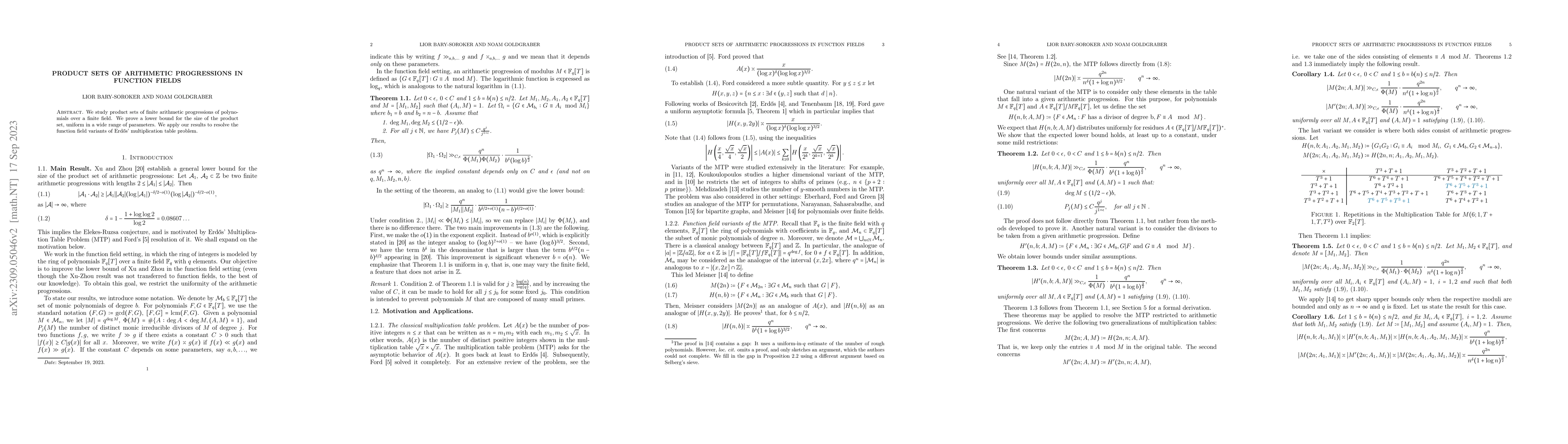 Thumbnail for Product Sets of Arithmetic Progressions in Function Fields