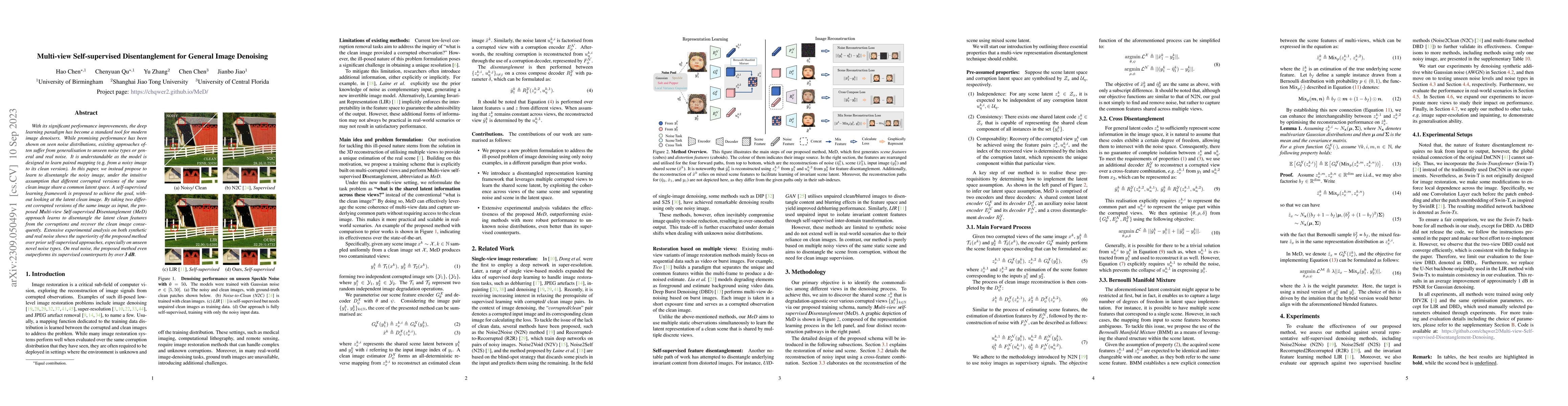 Thumbnail for Multi-view Self-supervised Disentanglement for General Image Denoising