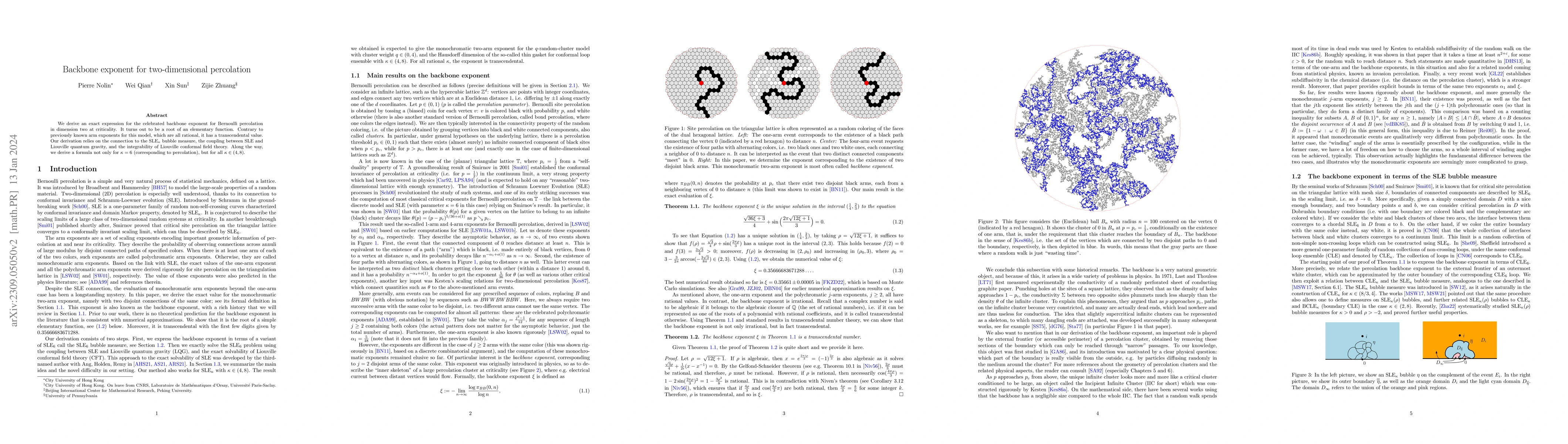 Thumbnail for Backbone exponent for two-dimensional percolation