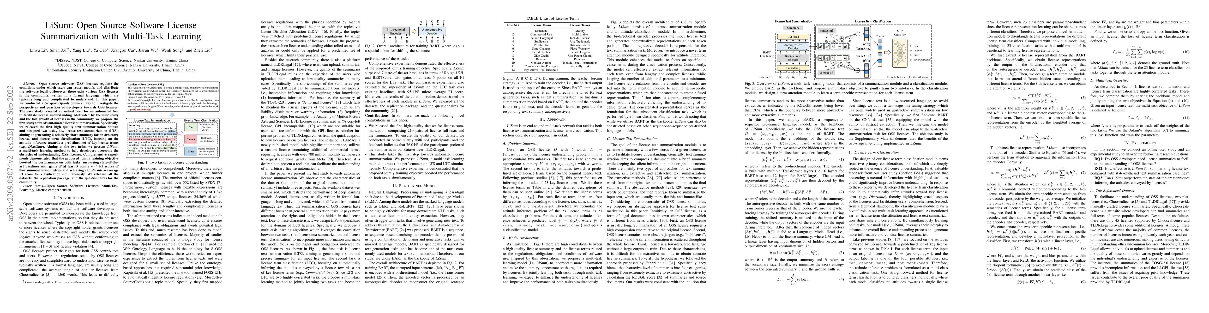 Thumbnail for LiSum: Open Source Software License Summarization with Multi-Task
  Learning