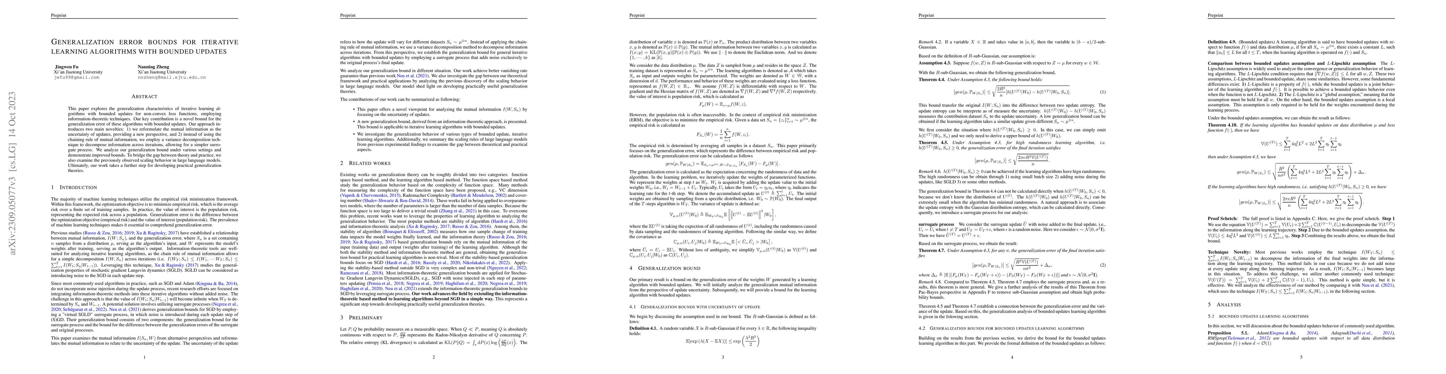 Thumbnail for Generalization error bounds for iterative learning algorithms with
  bounded updates