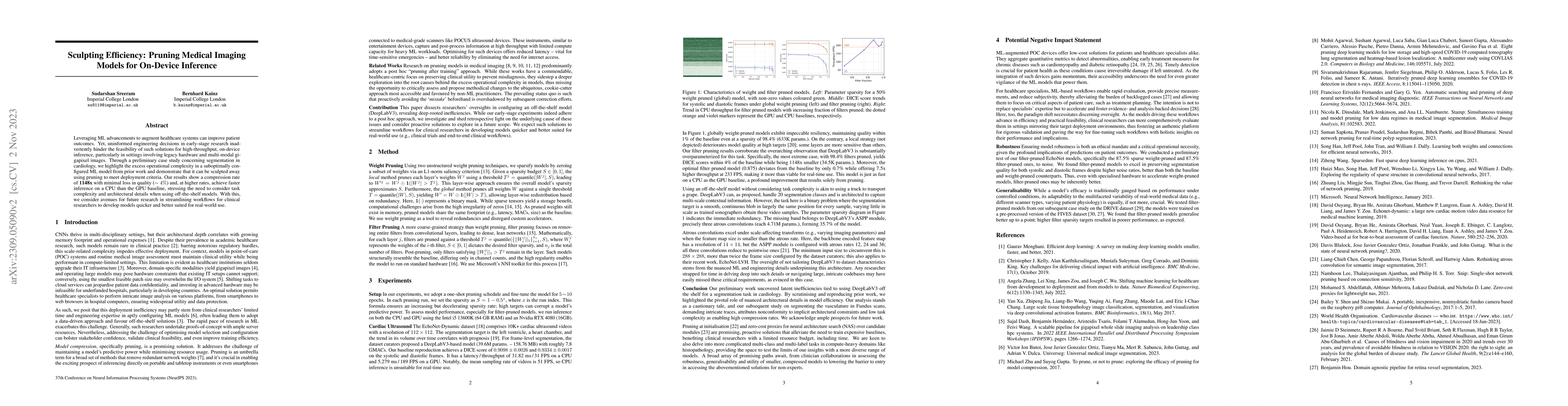 Thumbnail for Sculpting Efficiency: Pruning Medical Imaging Models for On-Device
  Inference