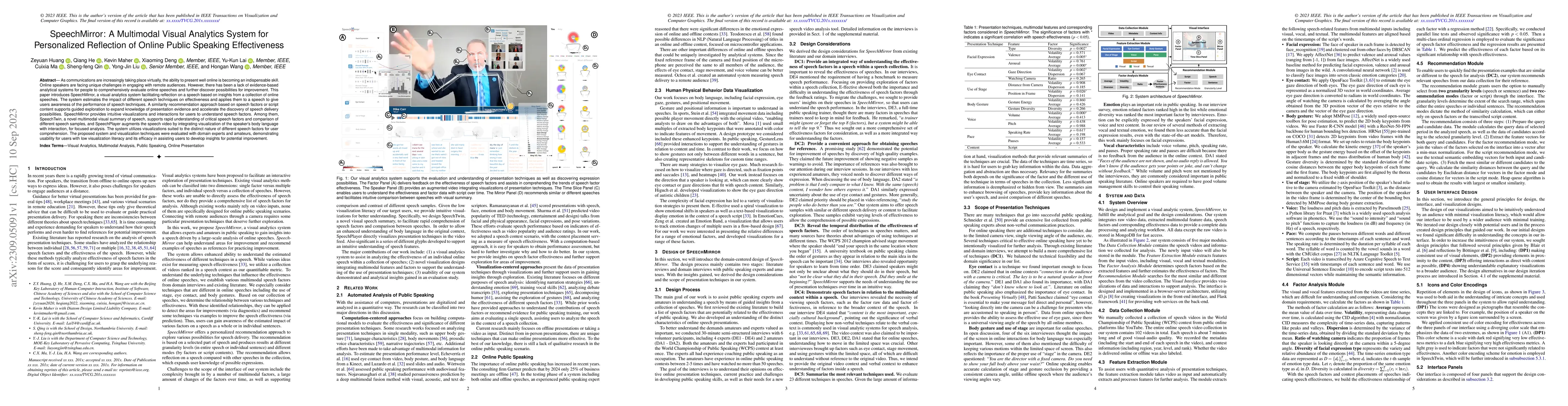Thumbnail for SpeechMirror: A Multimodal Visual Analytics System for Personalized
  Reflection of Online Public Speaking Effectiveness