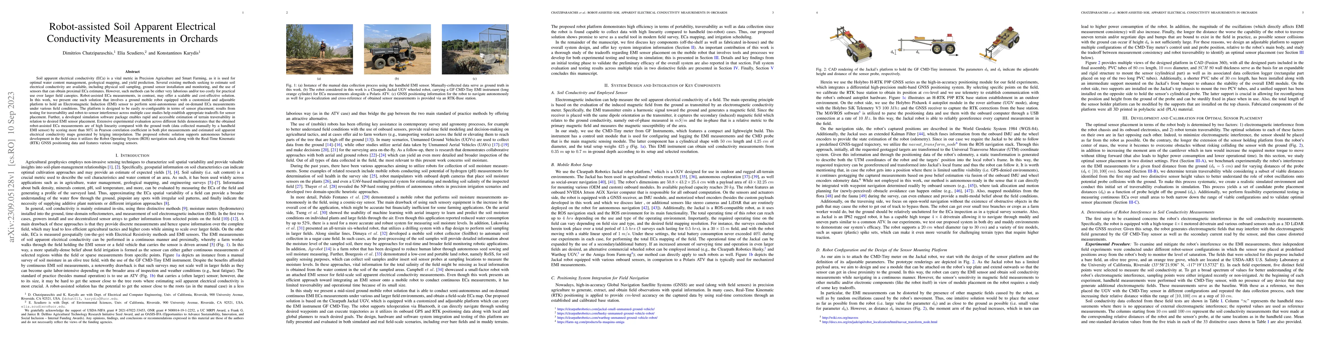 Thumbnail for Robot-assisted Soil Apparent Electrical Conductivity Measurements in
  Orchards