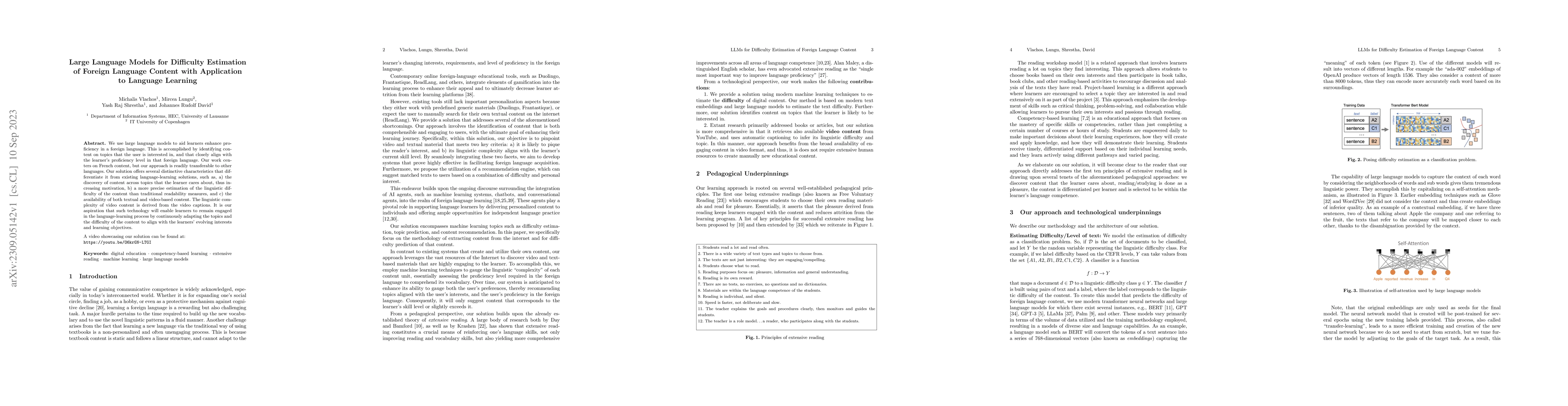 Thumbnail for Large Language Models for Difficulty Estimation of Foreign Language
  Content with Application to Language Learning