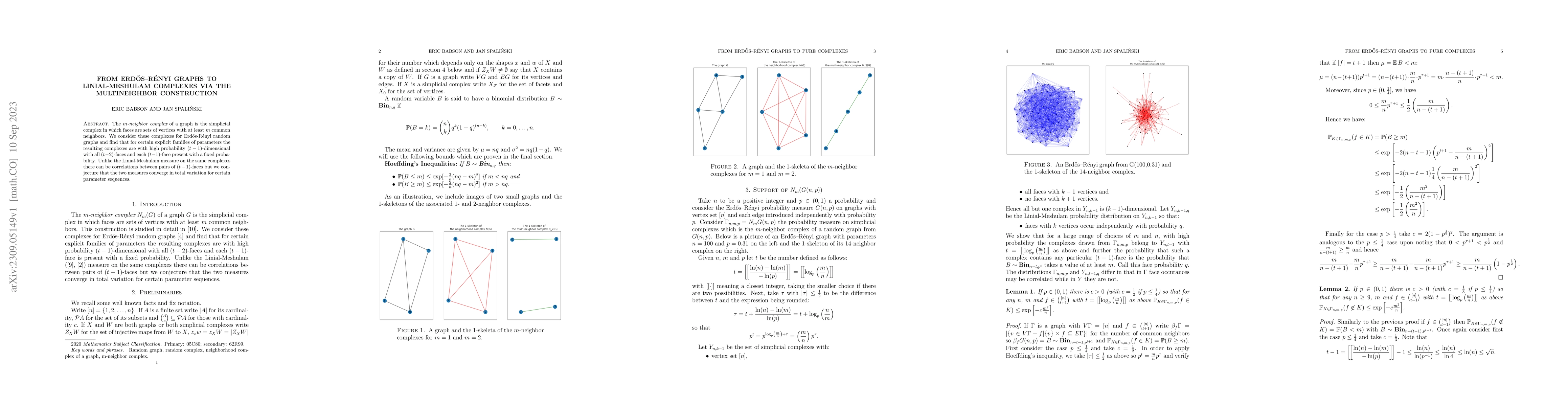 Thumbnail for From Erdos-Renyi graphs to Linial-Meshulam complexes via the
  multineighbor construction