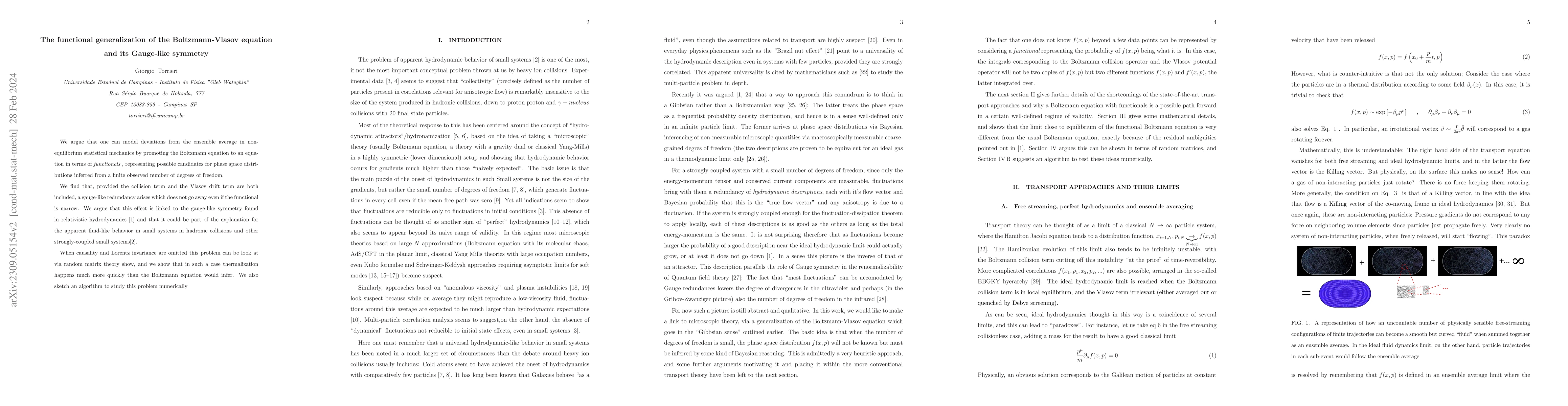 Thumbnail for The functional generalization of the Boltzmann-Vlasov equation and its
  Gauge-like symmetry