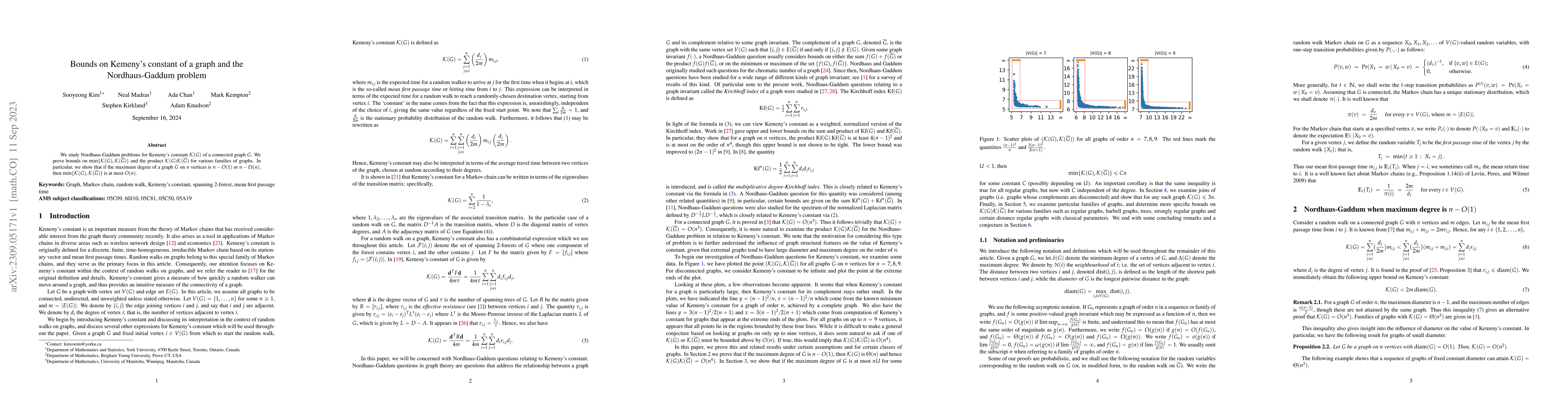 Thumbnail for Bounds on Kemeny's constant of a graph and the Nordhaus-Gaddum problem