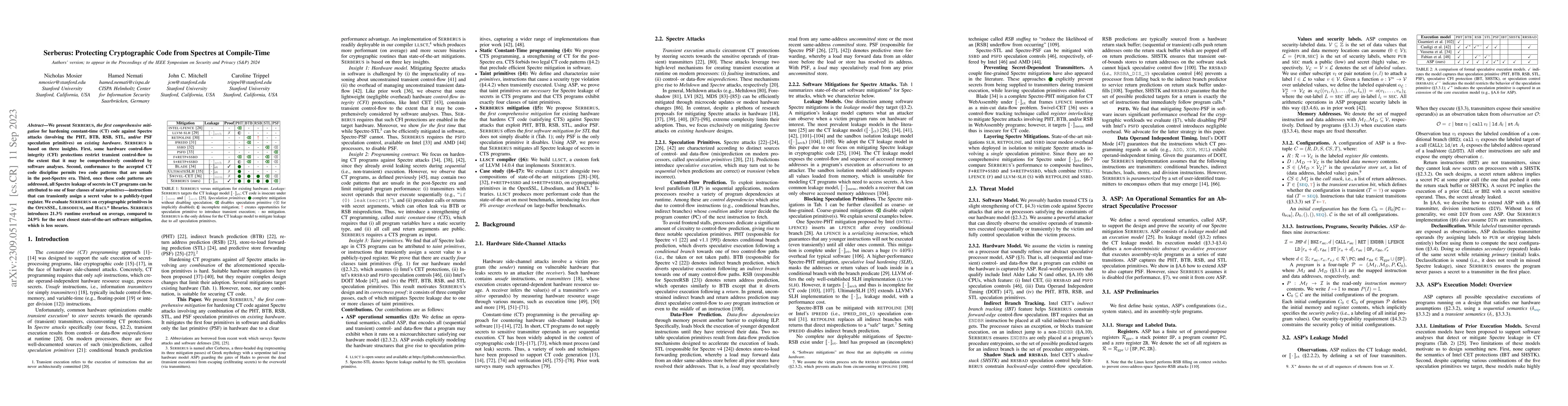 Thumbnail for Serberus: Protecting Cryptographic Code from Spectres at Compile-Time