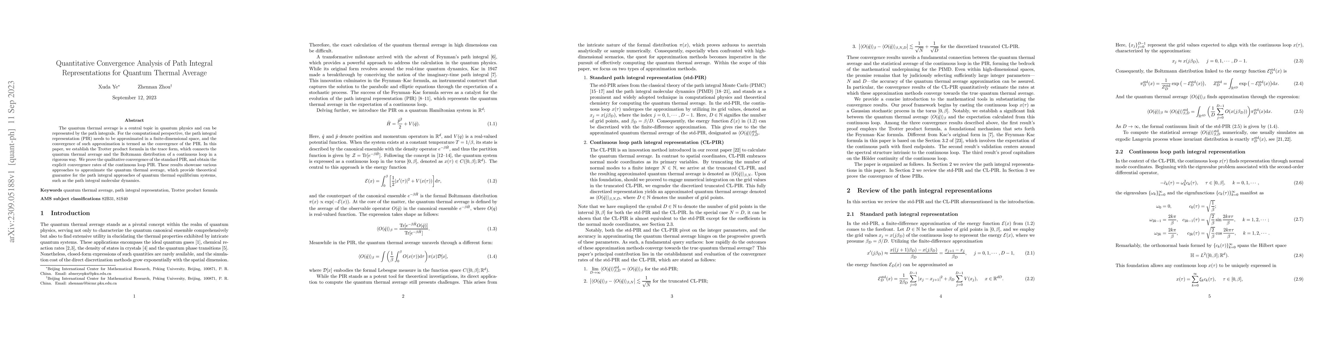 Thumbnail for Quantitative Convergence Analysis of Path Integral Representations for
  Quantum Thermal Average