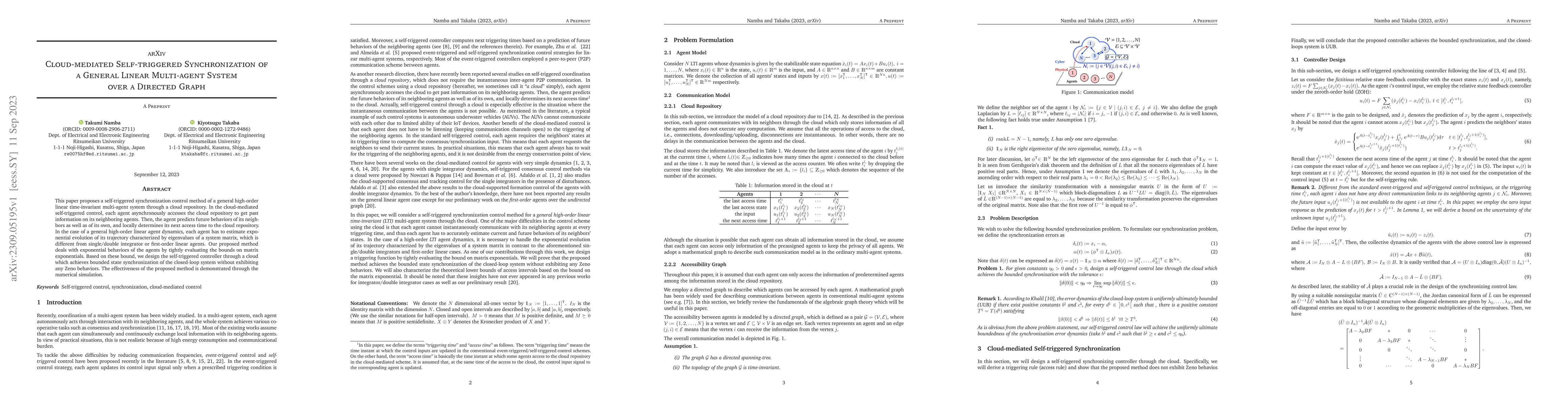 Thumbnail for Cloud-mediated self-triggered synchronization of a general linear
  multi-agent system over a directed graph