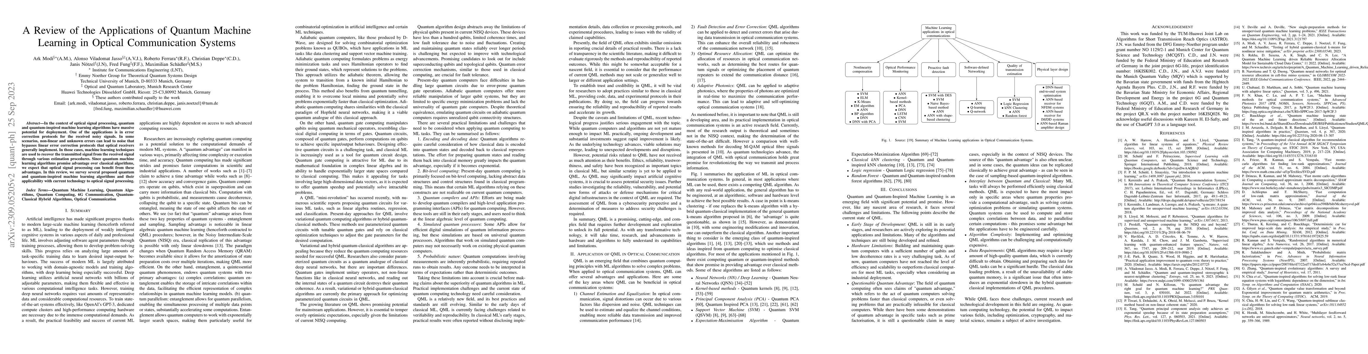 Thumbnail for A Review of the Applications of Quantum Machine Learning in Optical
  Communication Systems