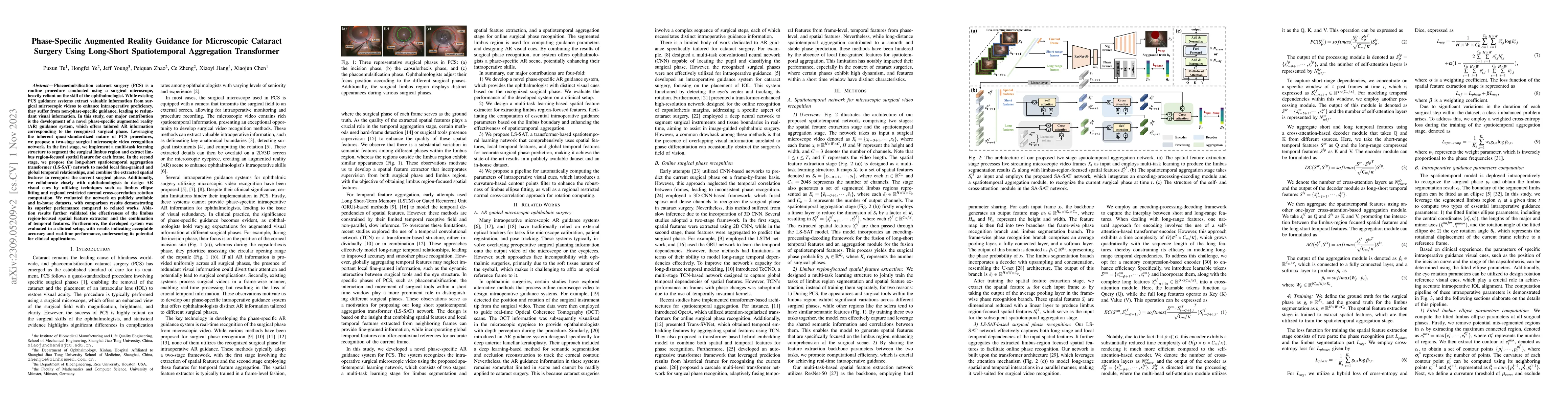 Thumbnail for Phase-Specific Augmented Reality Guidance for Microscopic Cataract
  Surgery Using Long-Short Spatiotemporal Aggregation Transformer