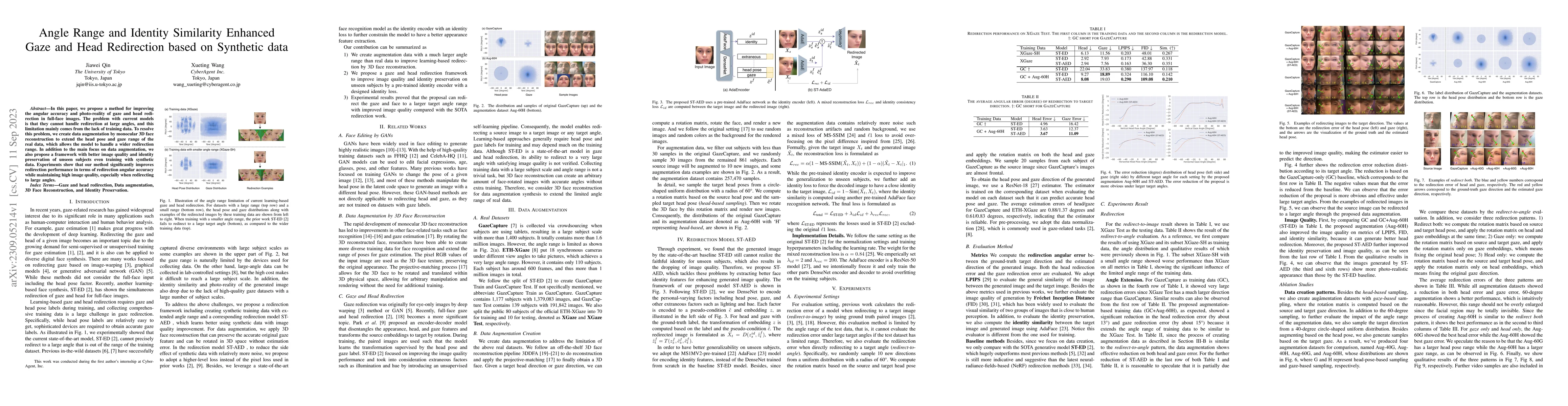 Thumbnail for Angle Range and Identity Similarity Enhanced Gaze and Head Redirection
  based on Synthetic data