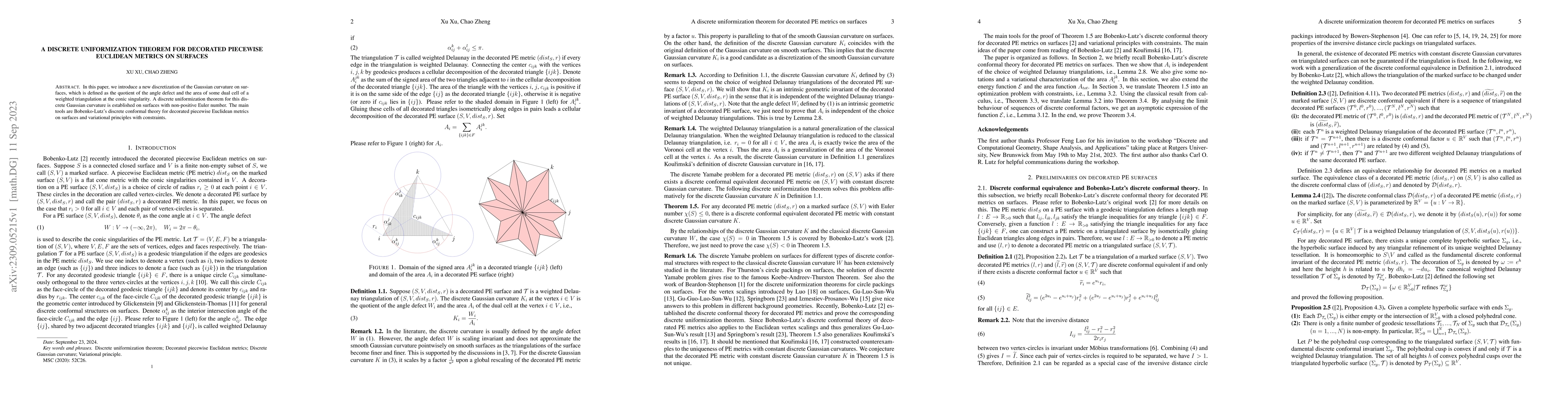 Thumbnail for A discrete uniformization theorem for decorated piecewise Euclidean
  metrics on surfaces