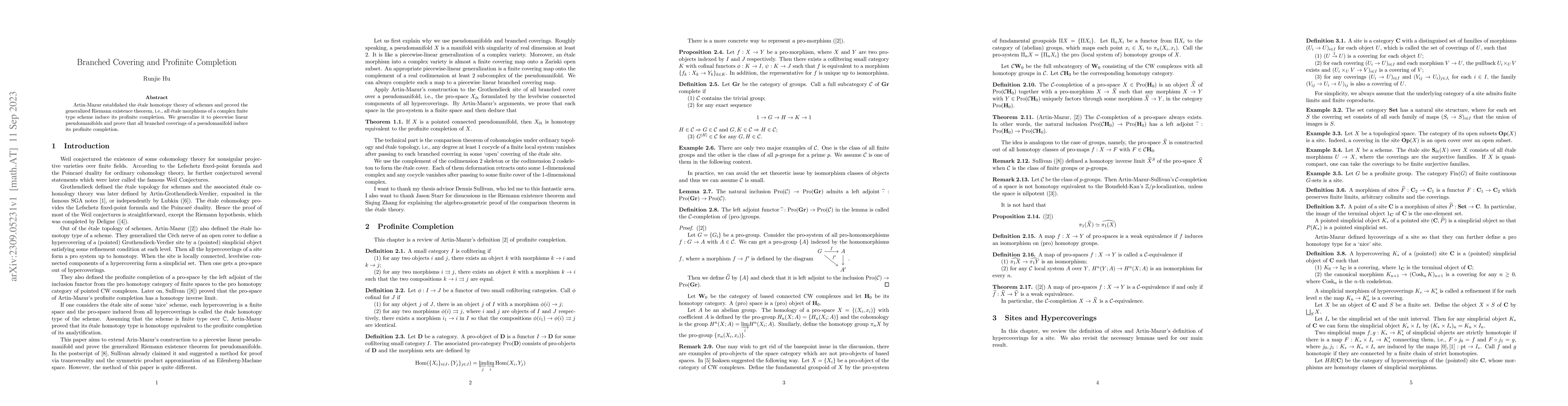 Thumbnail for Branched Covering and Profinite Completion