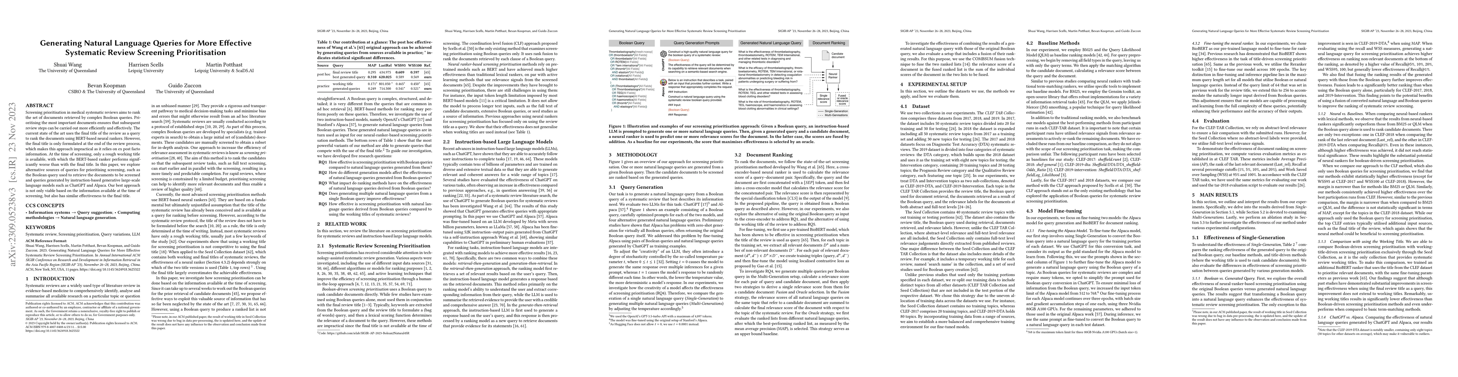 Thumbnail for Generating Natural Language Queries for More Effective Systematic Review
  Screening Prioritisation