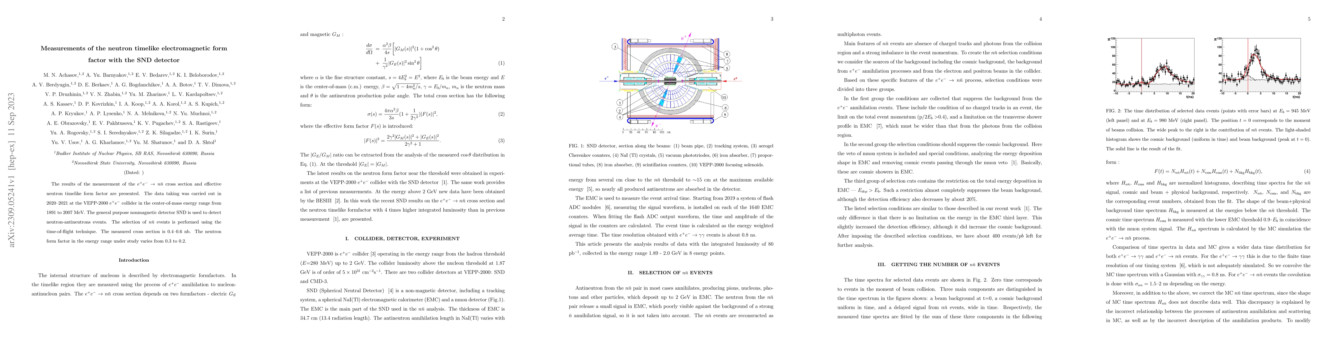 Thumbnail for Measurement of the neutron timelike electromagnetic form factor with the
  SND detector