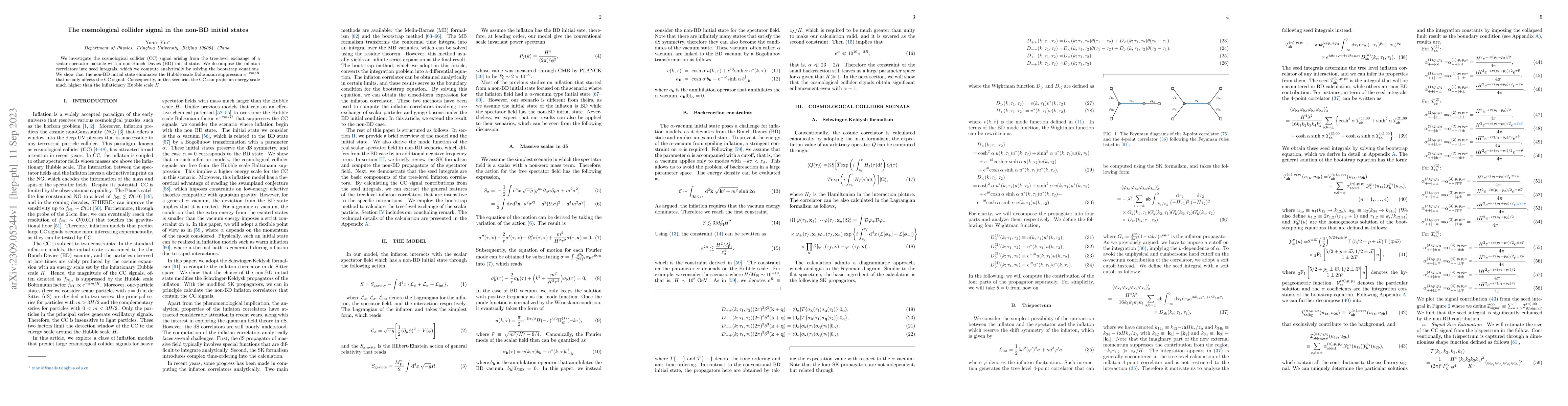 Thumbnail for The cosmological collider signal in the non-BD initial states